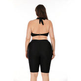 2-teiliger Boyshort-Badeanzug mit hoher Taille in Übergröße